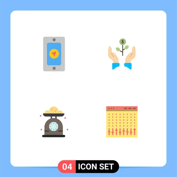 Modern Set Flat Icons Pictograph Mobile Raise Growth Growing Cooking — Stock Vector