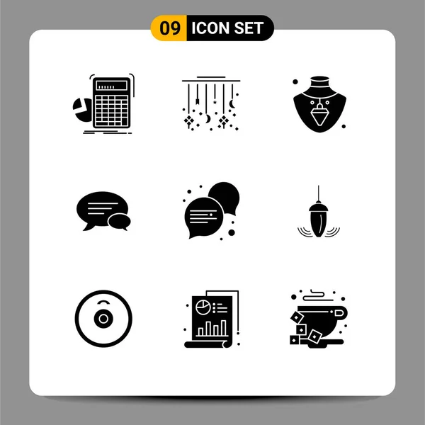 Universal Icon Symbols Group Modern Solid Glyphs Communication Message Cresent — 스톡 벡터