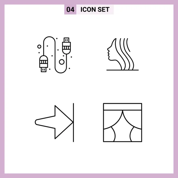 Creative Icons Modern Signs Symbols Cable Finish Female Face Interior — Stock Vector