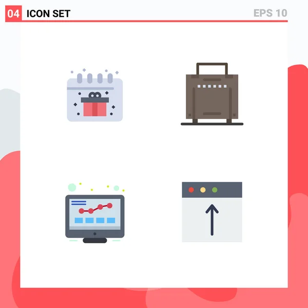 User Interface Pack Basic Flat Icons Birthday Seo Bag Internet — Vector de stock