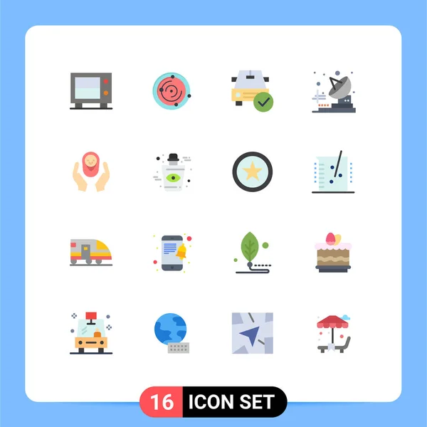 Set Modern Icons Sysymbols Signs Child Care Hands Checked Transmitter — Vector de stock