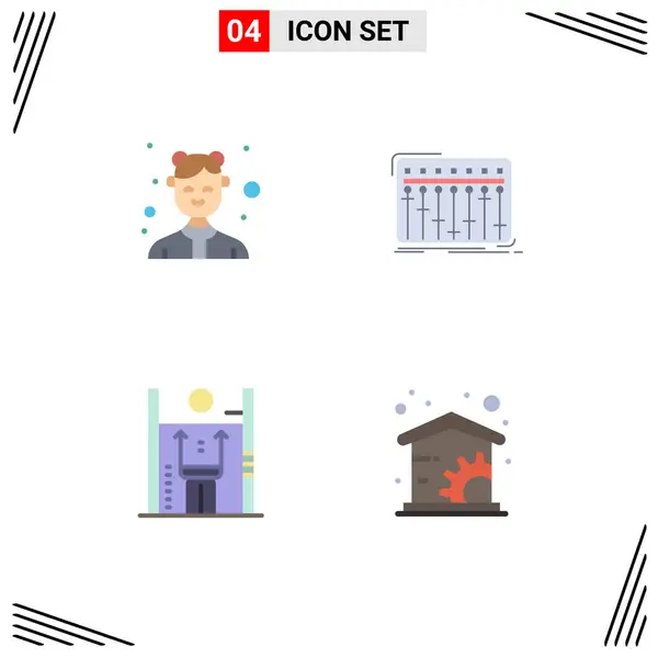 Set Commercial Flat Icons Pack Avatar Studio Waitresses Growth Editable — Vector de stock