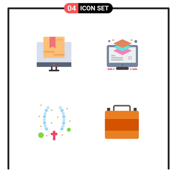 Pictogram Set Dari Ikon Rata Sederhana Dari Perdagangan Monitor Toko - Stok Vektor