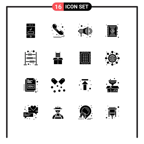 Universal Solid Glyphs Set Web Mobile Applications Számítás Kapcsolat Jel — Stock Vector