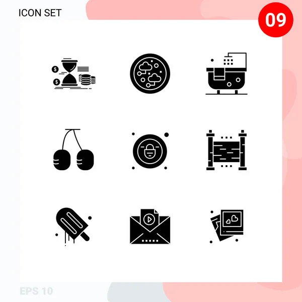 Universal Solid Glyphs Set Web Mobile Applications Lakat Zöldségek Technológia — Stock Vector