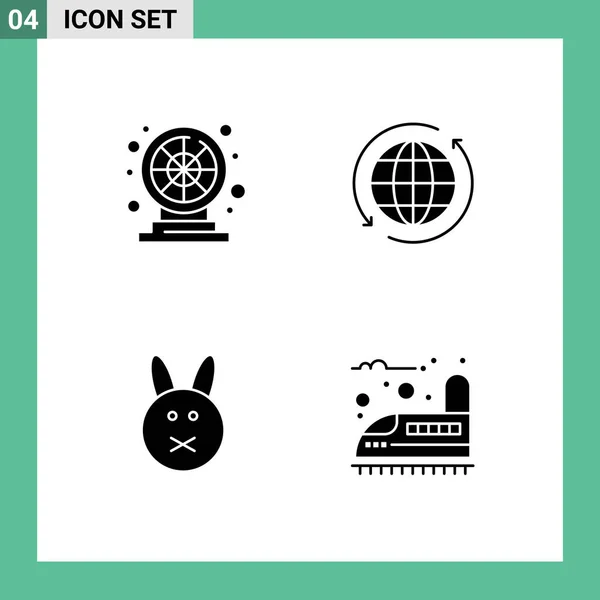 Set Modern Ikonok Szimbólumok Jelek Kerék Bynny Játék Internet Nyúl — Stock Vector