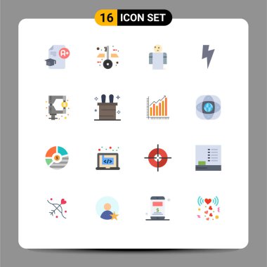 16 Yaratıcı Simge Modern İşaretler ve Düzenleme, Fon, Silah, Medya, Twitter Düzenleyici Yaratıcı Vektör Tasarım Elemanları Paketi
