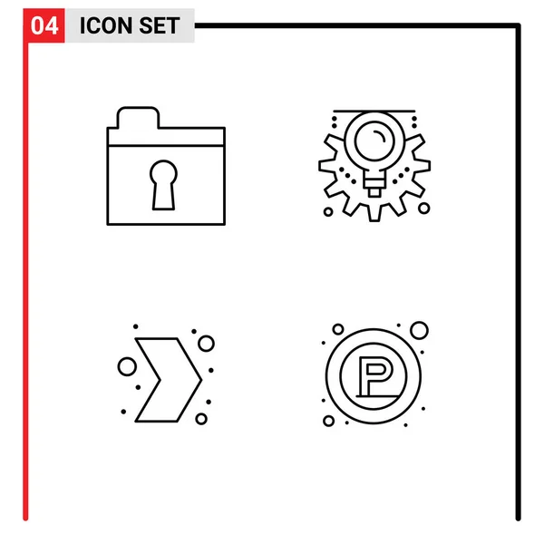 Set Modern Icons Sysymbols Signs Folder Multimedia Gear Process Parking — Vector de stock