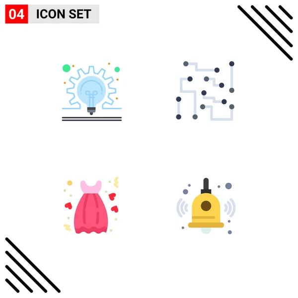 Set Vector Flat Icons Grid Bulb Cloth Idea Electronics Dress — Vector de stock