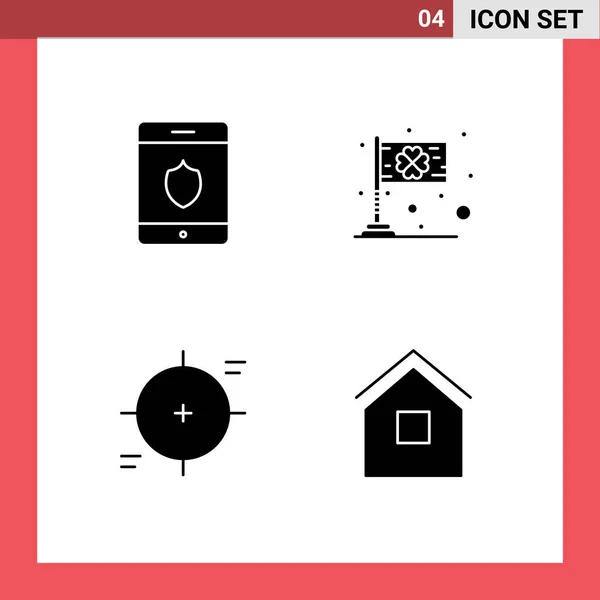 Icône Vectorielle Paquet Signes Symboles Ligne Pour Sécurité Mise Point — Image vectorielle