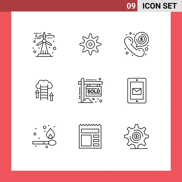 Set Modern Icons Sysymbols Signs Property Server Dollar Data Download — Vector de stock