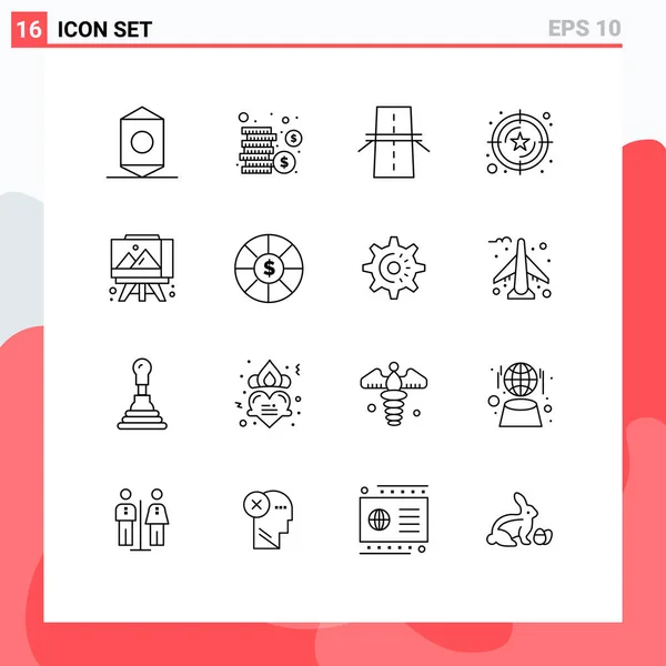Set Modern Icons Sysymbols Signs Art Board Value Construction Star — Vector de stock