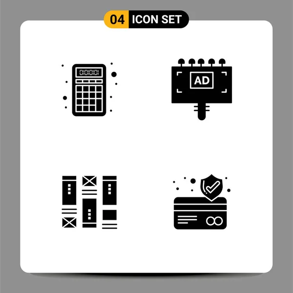 Modern Set Solid Glyphs Symbols Accounting Sketching Education Board Idea — Stock Vector