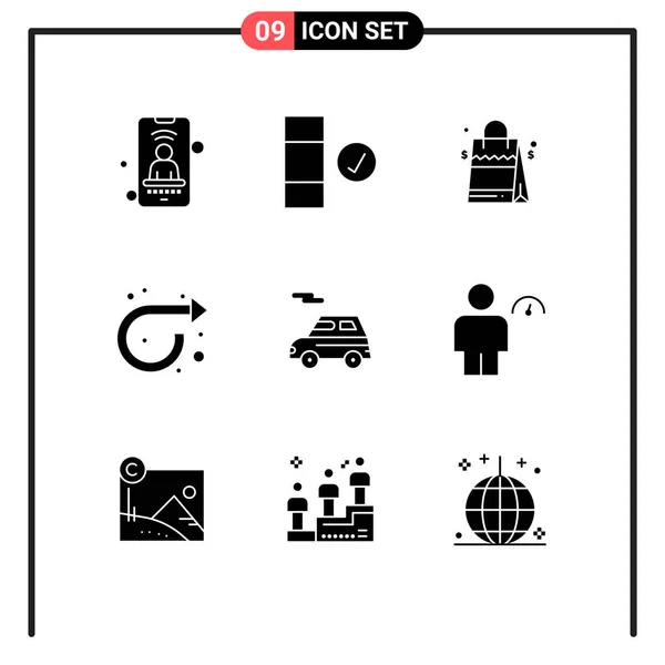 Creative Icons Modern Signs Symbols Transport Auto Handbag Right Forward — Stock Vector