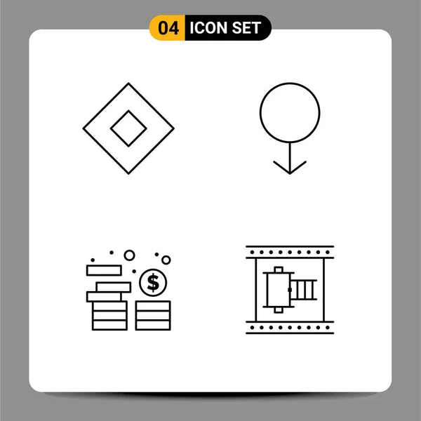 Creative Icons Modern Signs Symbols Sign Money Symbols Man Cinema — Stock Vector