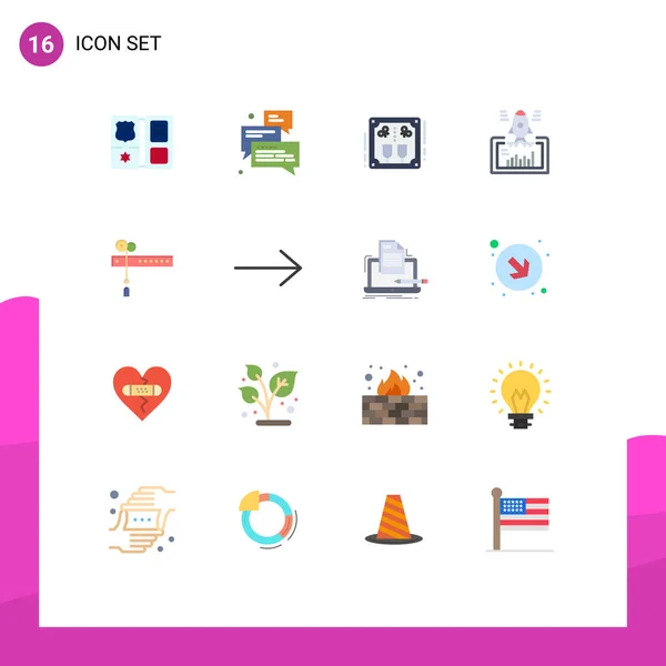 Interfejs Użytkownika Flat Color Pack Nowoczesnych Znaków Symboli Startupu Projekt — Wektor stockowy