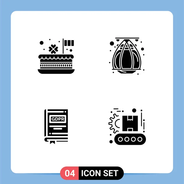 Stock Vector Icon Pack Line Segni Simboli Torta Documento Festival — Vettoriale Stock