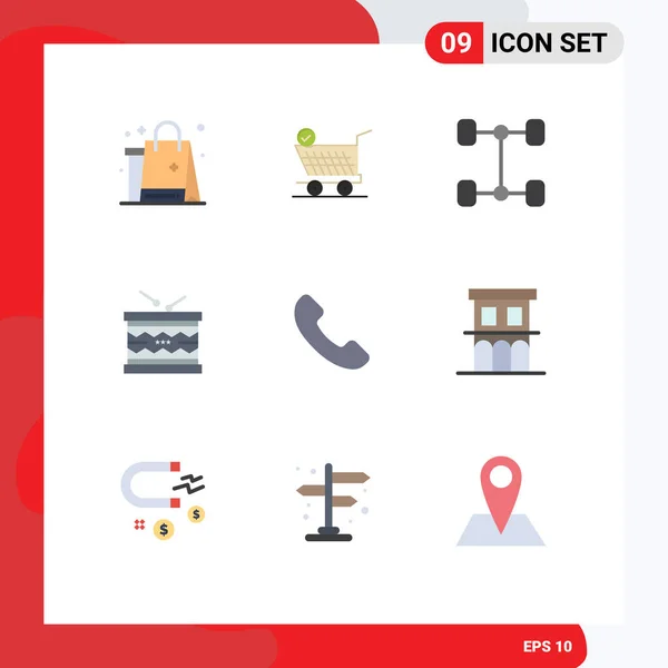 Set Dari Warna Rata Komersial Untuk Telepon Cart Parade Instrumen - Stok Vektor