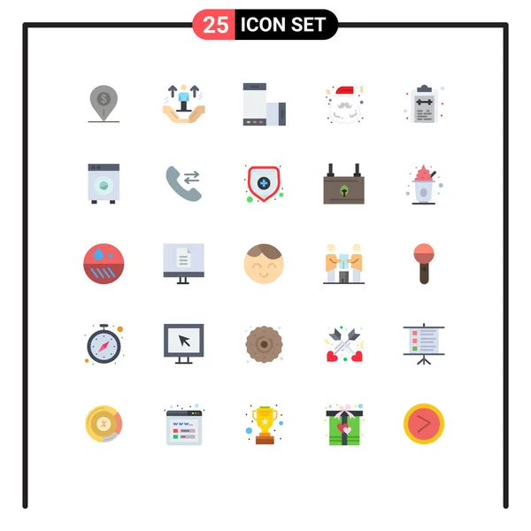 Mobile Interface Flat Color Set Pictograms Claus Smartphone Man Rotation — 스톡 벡터