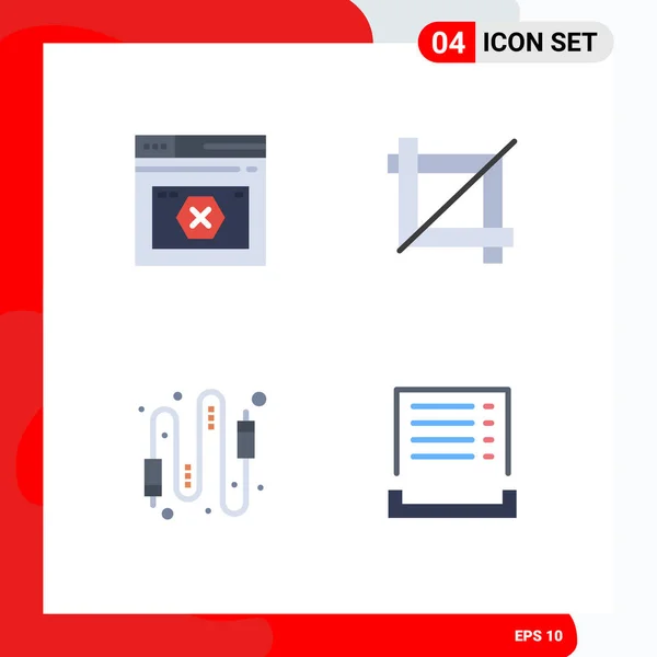 Thematic Vector Flat Icons Editable Symbols Internet Cable Website Design — Stock Vector