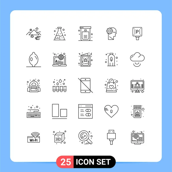 Stock Vector Icon Pack Líneas Señalización Símbolos Para Estacionamiento Aprendizaje — Vector de stock