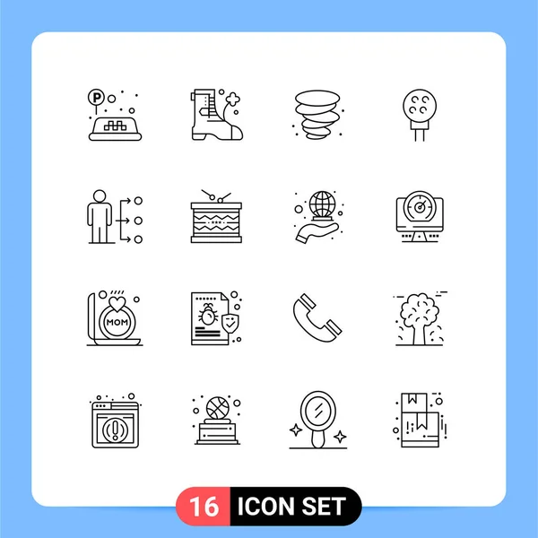 Conjunto Icones Modernos Símbolos Sinais Para Macho Rede Vento Link — Vetor de Stock