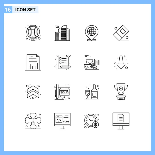 Creative Icons Modern Signs Sysymbols Document Analytics Global Stationary Education — Vector de stock