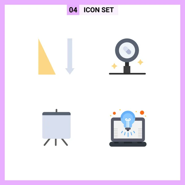 Mobile Interface Flat Icon Set Pictograms Ascending Deck Research Medicine — Stock Vector