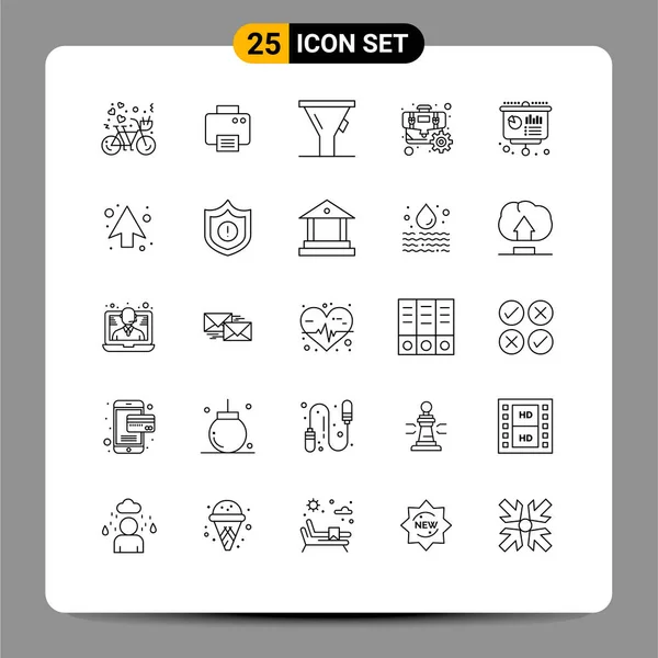 Set Modern Icons Sysymbols Signs Chart Optimization Machine Gear Briefcase — Vector de stock