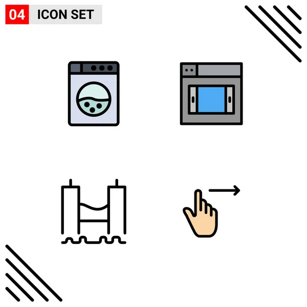 Universal Icon Symbols Group Modern Filledline Flat Colors Machine River — Vetor de Stock