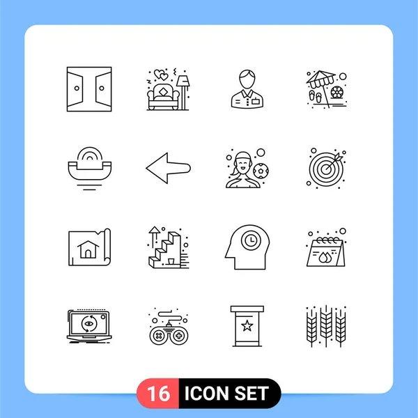 Universal Icon Symbols Group Modern Outlines Play Umbrella Love Beach — Stockový vektor