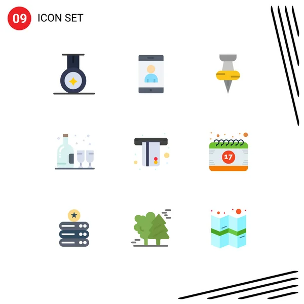 User Interface Flat Color Pack Modern Signs Symbols Date Credit — Stockový vektor