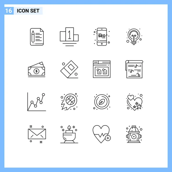 Pictogram Set Simple Outlines Usa Money Marketing Dollar Light Editable — 스톡 벡터