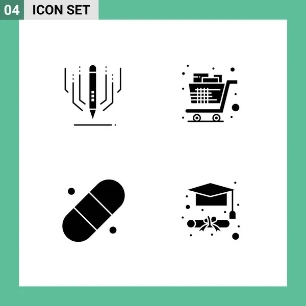 Thematische Vektor Solid Glyphen Und Editierbare Symbole Für Digitale Kunst — Stockvektor