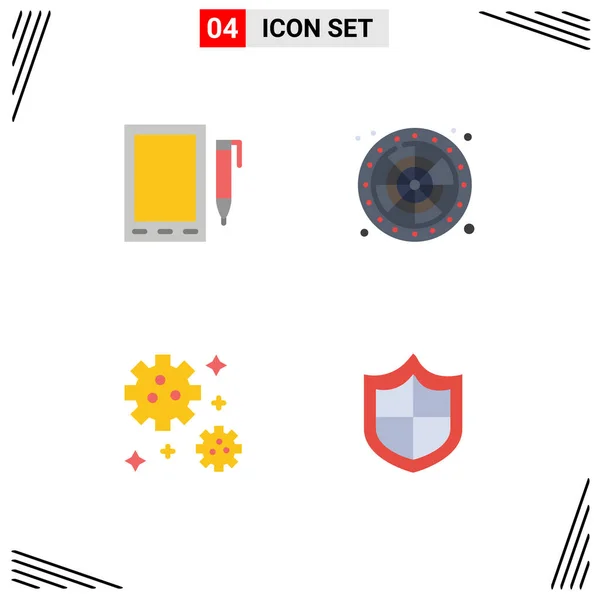 Modern Set Flat Icons Pictograph Mobile Meteor Design Game Antivirus — Vector de stock