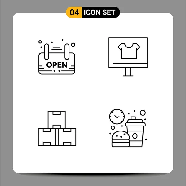 Mobile Interface Line Set Pictograms Open Industry Board Buy Production — Stockový vektor