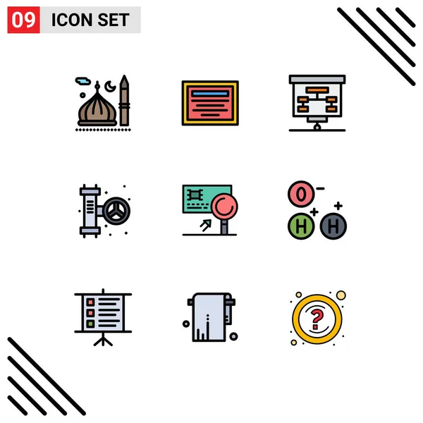 Creative Icons Modern Signs Sysymbols Banking System Chart Plumbing Mechanical — Vector de stock