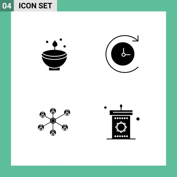 一套四个现代Ui图标符号 用于庆祝 Wlan Diwali Light Social可编辑向量设计元素 — 图库矢量图片