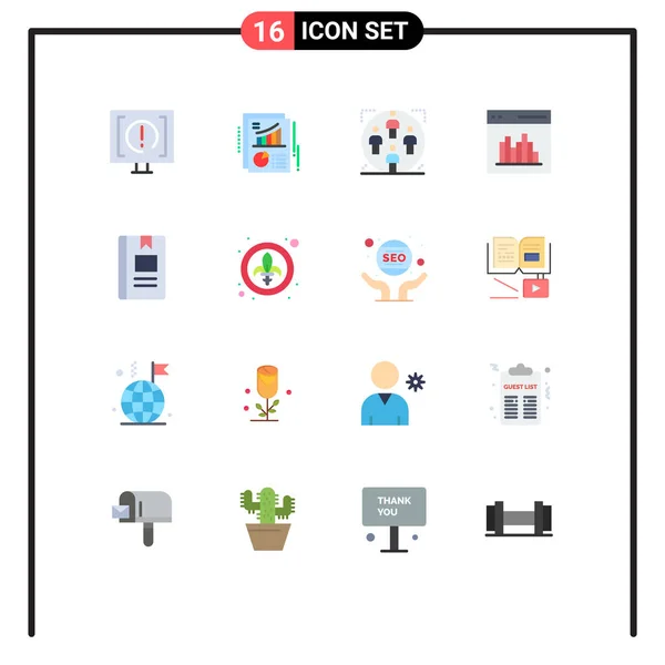 Flat Color Pack Universal Symbols Interface Coding Report App Man — Stock Vector