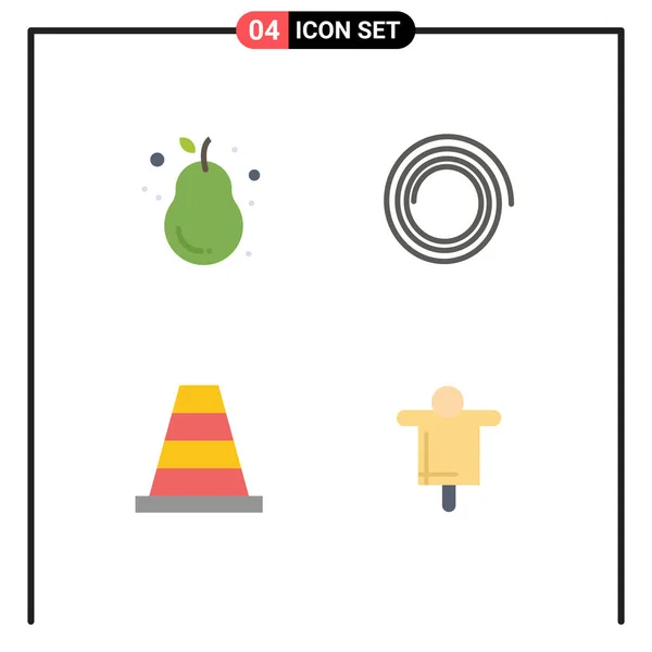 Group Flat Icons Signs Symbols Avocado Tool Pear Spiral Farm — Stock Vector