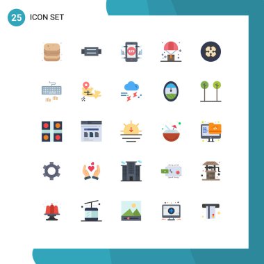 Alışveriş, lojistik, insan, dağıtım, web Düzenlenebilir Vektör Tasarım Elemanlarının 25 Temel Düz Rengi Kullanıcı Arayüzü Paketi