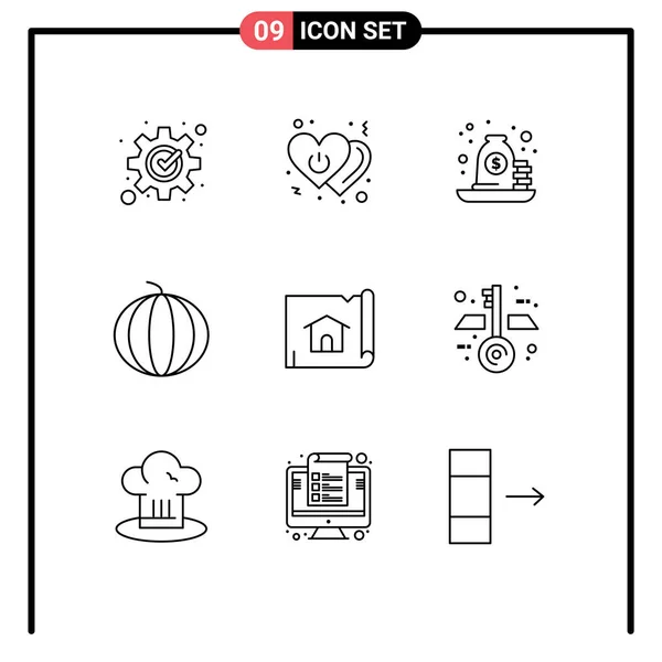 Universal Icon Symbols Group Modern Outlines Watermelon Food Switch Berry — Stockový vektor