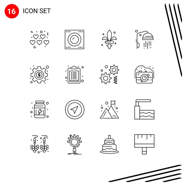 包含16行符号和符号的库存向量包 用于清单 清洁的可编辑向量设计元素 — 图库矢量图片