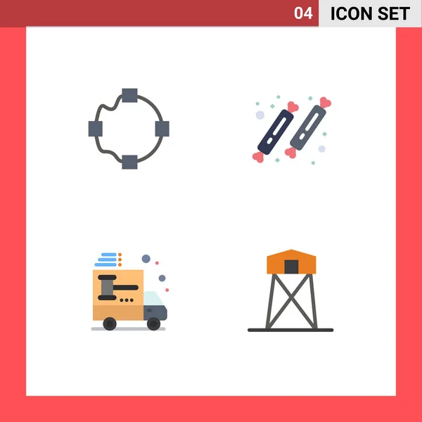 Group Modern Flat Icons Set Path Δημοπρασία Καραμέλα Εστιατόριο Αυτοκίνητο — Διανυσματικό Αρχείο