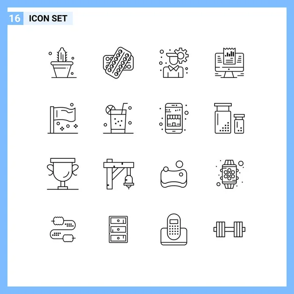 Icône Vectorielle Stock Paquet Signes Symboles Ligne Pour Congrès Ordinateur — Image vectorielle