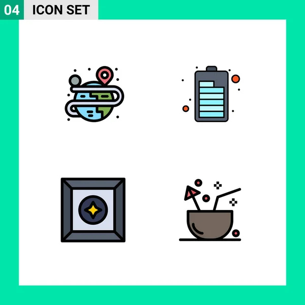 전형적 Vector Filledline Flat Colors Editable Symbols Creative Product Map — 스톡 벡터