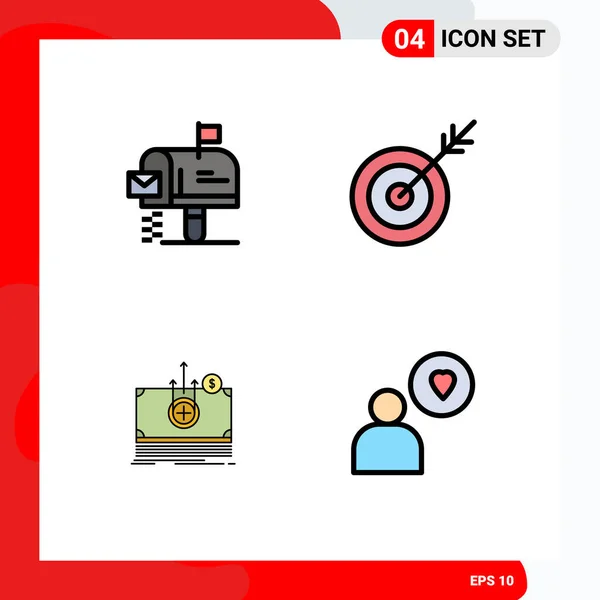 Set Modern Icons Sysymbols Signs Box Dollar Message Goal Transfer — Vector de stock