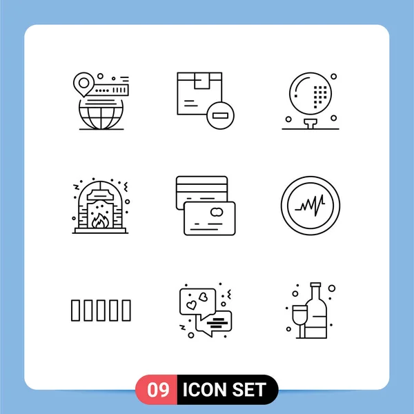 Stock Vector Icon Pack Líneas Señalización Símbolos Para Incendios Bautizos — Vector de stock
