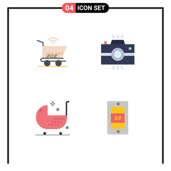 Universal Icon Symbols Group Modern Flat Icons Trolly Baby Shopping - Stok Vektor