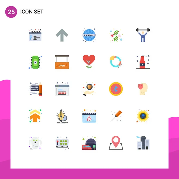25种基本平面色彩的用户界面包 包括升降 心形矢量设计元素 — 图库矢量图片
